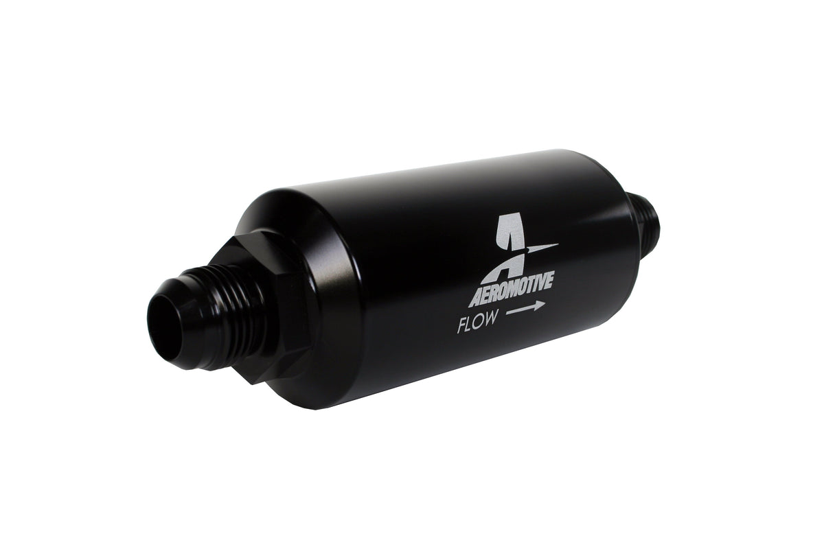 Aeromotive In-Line Filter - AN -10 size Male - 10 Micron Microglass Element - Bright-Dip Black - 12385