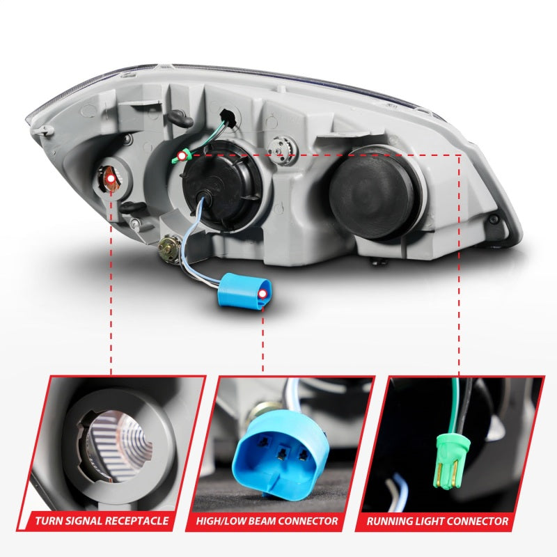 ANZO 05-10 Chevrolet Cobalt / 07-10 Pontiac G5 LED Projector Headlights w/ Seq Black Housing - 121573