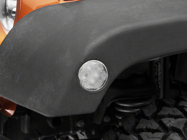 Raxiom 07-18 Jeep Wrangler JK Axial Series LED Side Marker Lights- Clear - J119946 for 2007-2018 Jeep Wrangler - front view