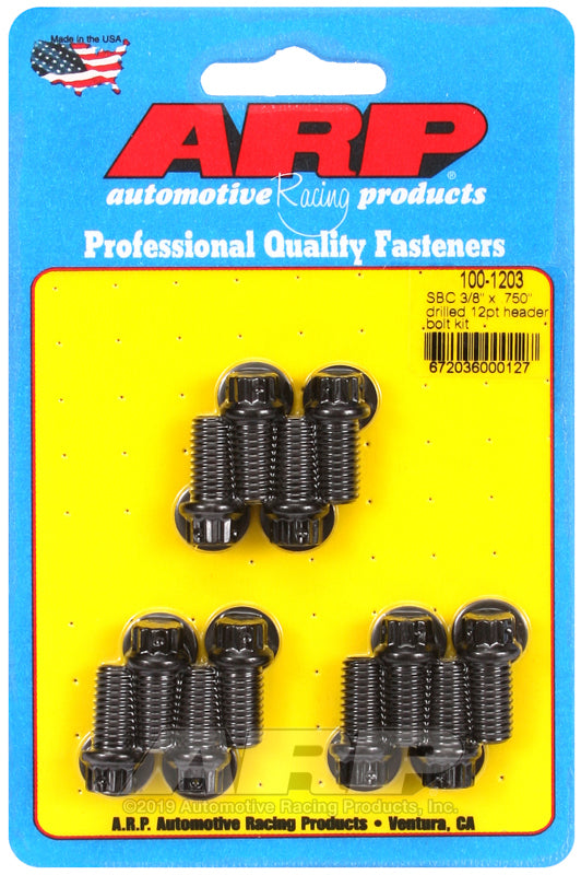ARP SB Chevy 3/8 x .750in drilled 12pt header bolt kit - 100-1203