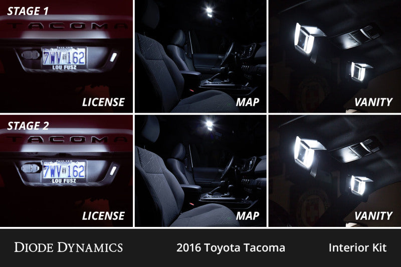 Diode Dynamics 05-15 Toyota Tacoma Interior LED Kit Cool White Stage 2 - DD0546 for 2005-2015 Toyota Tacoma - angle view