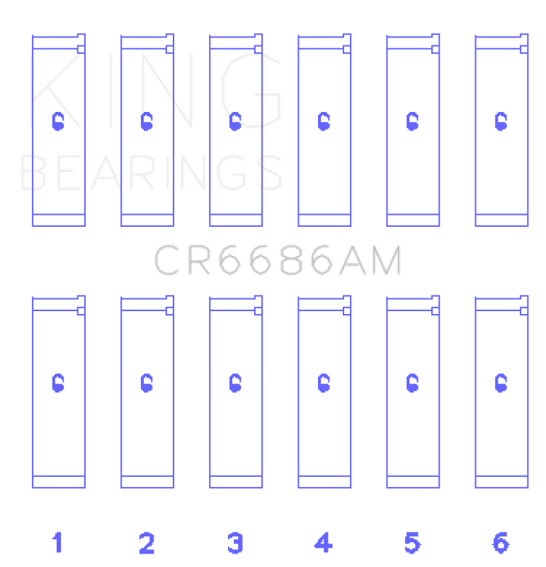 King Engine Bearings Toyota 1Mzfe (Size +0.50mm) Connecting Rod Bearing Set - CR6686AM0.5