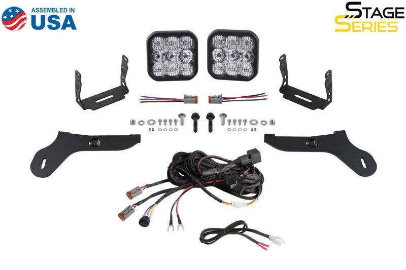 Diode Dynamics 17-20 Ford Raptor SS5 Bumper LED Pod Light Kit - Yellow Pro Driving - DD7351