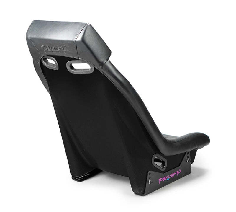 NRG GT Retro Bucket Seat - Black PVC Leather Black Stitching Black Fiberglass Back - PRI-100BK-MIDNIGHT - close-up view 2