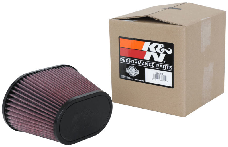 K&amp;N Universal Clamp-On Air Filter 3.5in Flg ID x 8.5x5.25in B OD x 6.25x4in T OD x 5.5in H - RU-5040