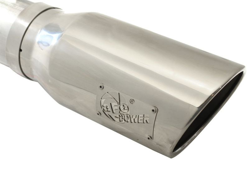 aFe MACHForce XP 5in DPF-Back Stainless Steel Exh Sys, polished tip,Ford Diesel Trucks 11-14 V8-6.7L - 49-43055-P