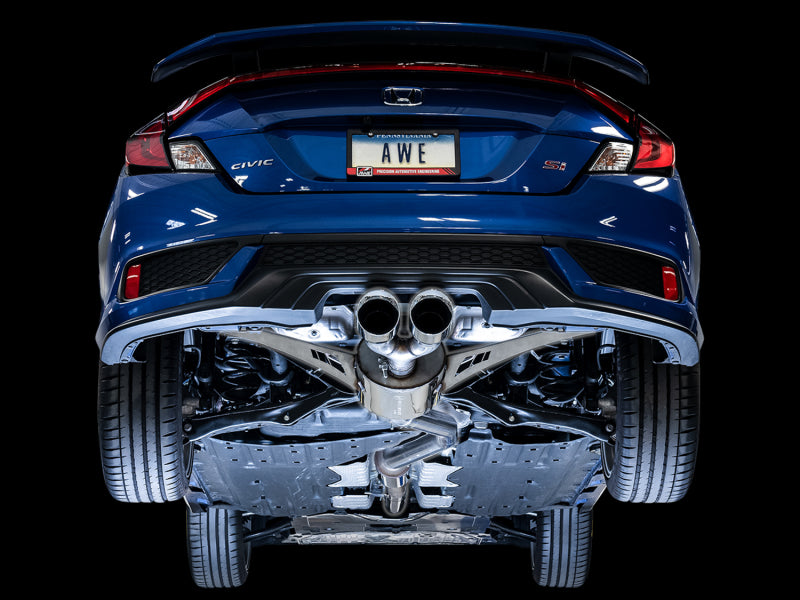 AWE Tuning 2016+ Honda Civic Si Touring Edition Exhaust w/Front Pipe &amp; Dual Chrome Silver Tips - 3015-32108