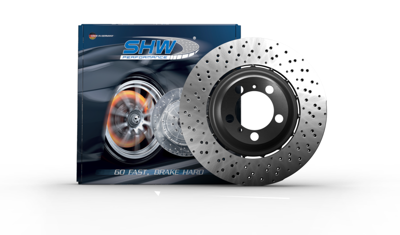 SHW 2021 Porsche 911 Turbo 3.7L Left Front Cross-Drilled Lightweight Brake Rotor (992615301T) - PFL49215