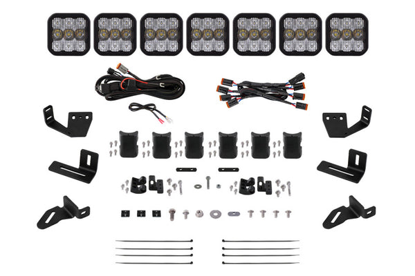 Diode Dynamics Prinsu/Sherpa Roof Racks- SS5 7-Pod CrossLink Mounting Kit - Sport White Combo - DD7824 by Diode Dynamics - fr