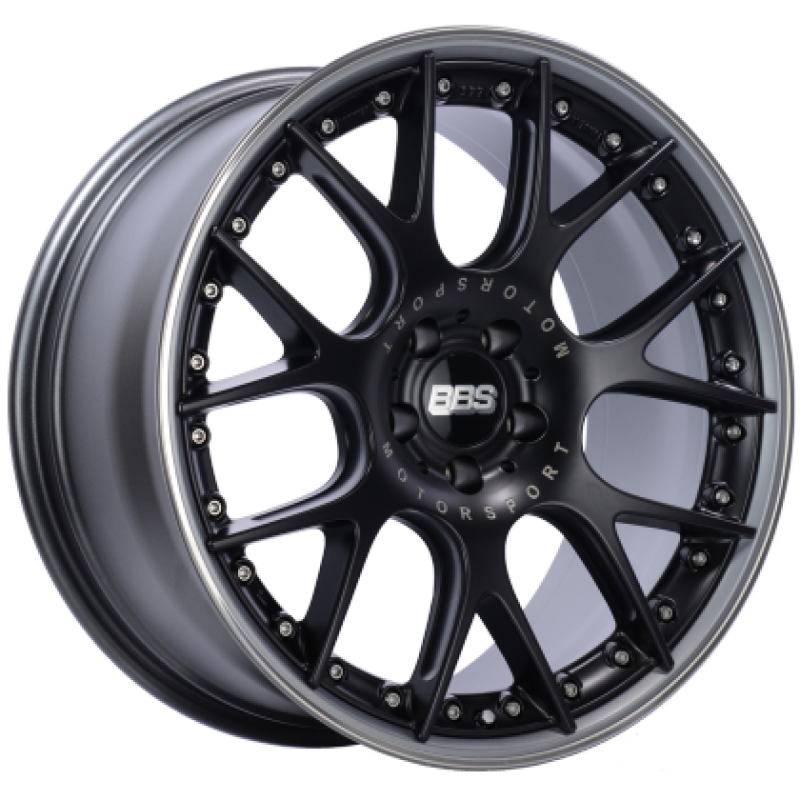 BBS CH-RII 20x11.5 5x130 ET47 CB71.6 Satin Black Center Platinum Lip Stainless Rim Protector Wheel - CH659BPPO