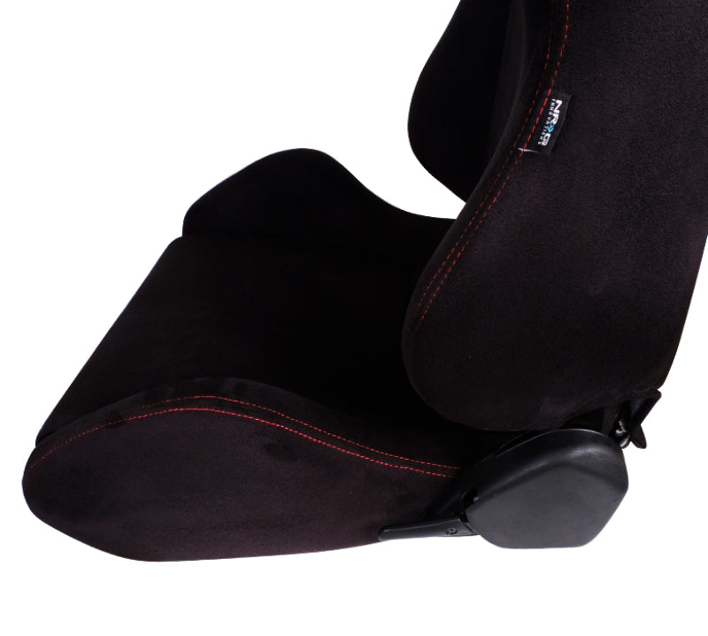 NRG Sport Seats (Pair) Type-R Suede w/NRG Logo - Black w/Red Stitching - RSC-220L/R - close-up view 2 3