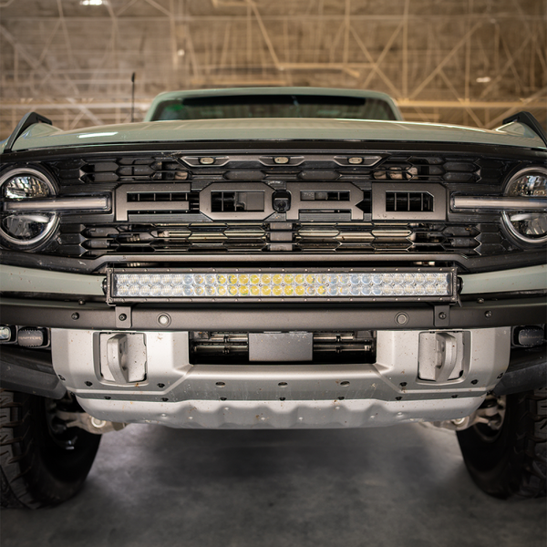 Cali Raised 2021+ Ford Raptor Bumper Light Bar Mounting Kit - 5D Optic Osram 32In DualRow Bar Spot - CR4024 - front view