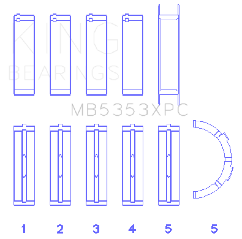 King Engine Bearings Ford 281 4.6L Sohc 16V (Size +.026mm) Main Bearing Set - MB5353XPC.026