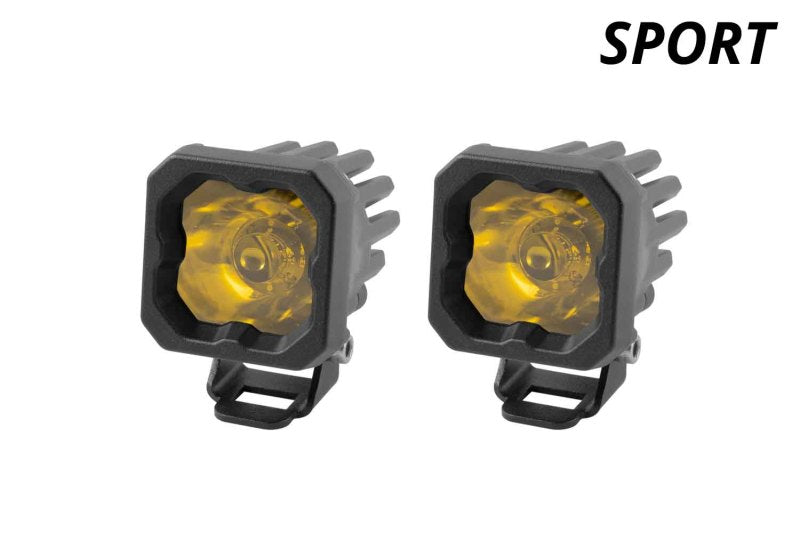 Diode Dynamics Stage Series C1 LED Pod Sport - Yellow Flood Standard ABL (Pair) - DD6448P