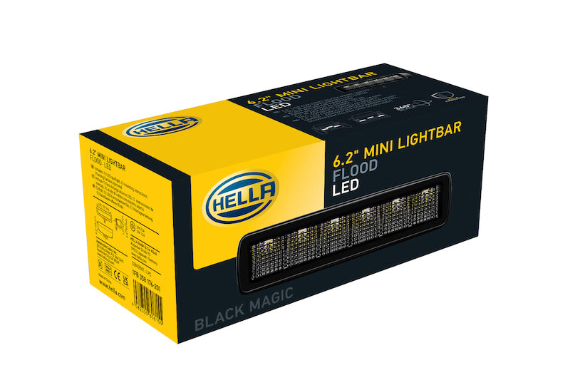 Hella Universal Black Magic 6 L.E.D. Mini Light Bar - Flood Beam - 358176201