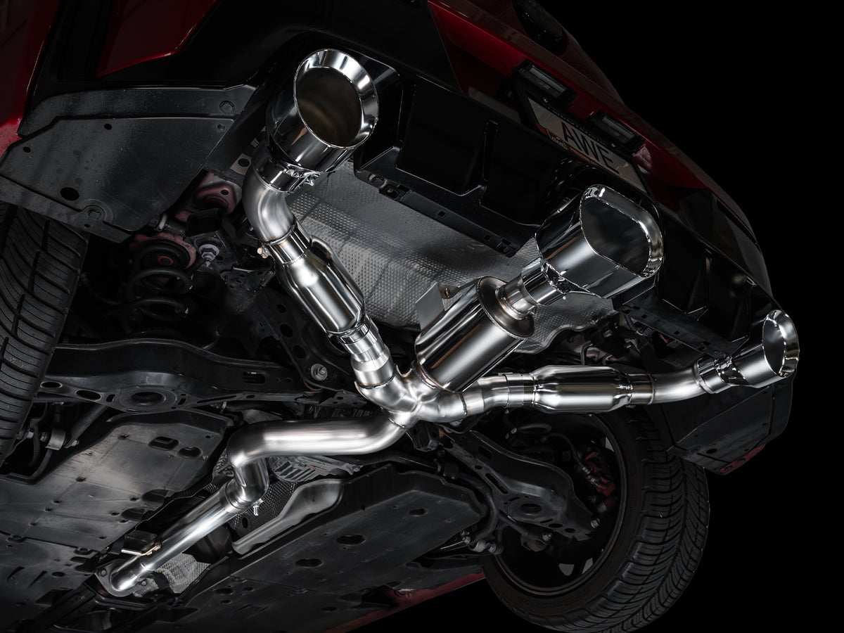 AWE 23-24 Toyota GR Corolla Track Edition Catback Exhaust - Chrome Silver Tips - 3020-52472