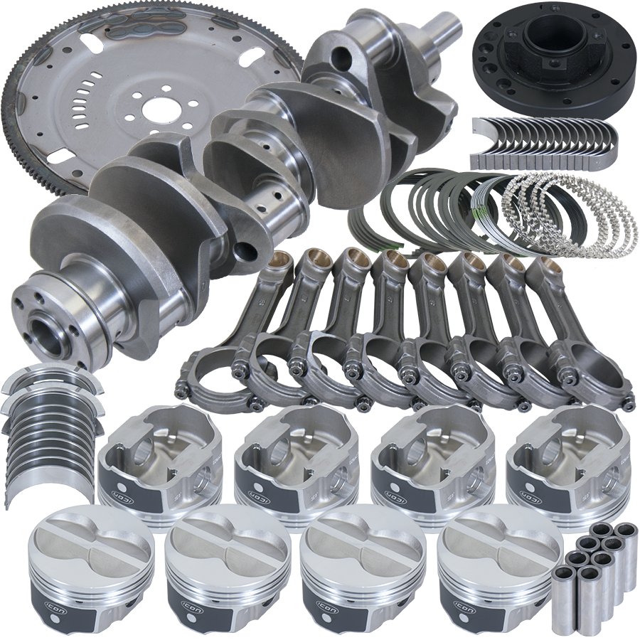 Eagle Ford 351W 4.000in Crank 6.200in I-Beam Rods -11cc Flat Top 4.060in Pistons Balanced Assembly - B1613806064 - front view