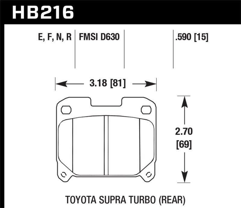 Hawk 93-98 Toyota Supra TT HPS 5.0 Street Rear Brake Pads - HB216B.590
