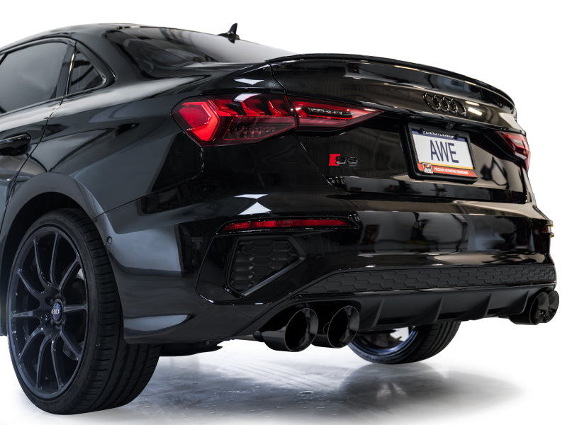 AWE 22-24 Audi 8Y S3 Track Edition Exhaust  - Diamond Black Tips - 3020-43897
