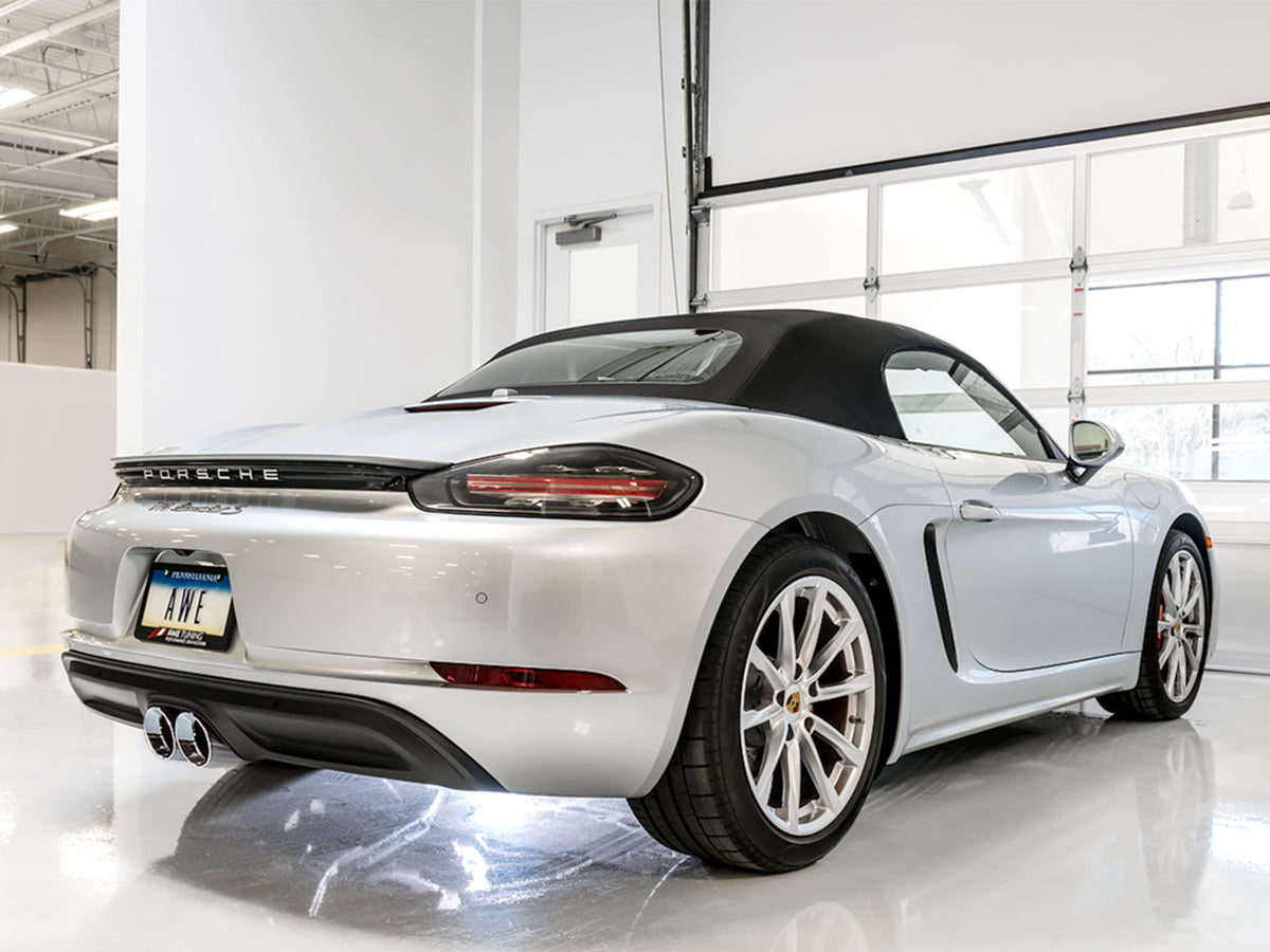 AWE Tuning Porsche 718 Boxster / Cayman Touring Edition Exhaust - Chrome Silver Tips - 3015-32080