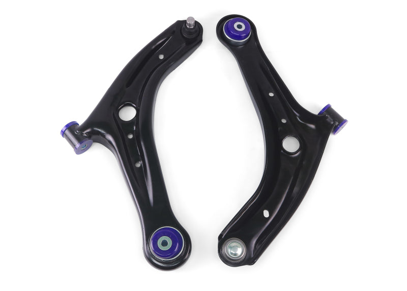 SuperPro 2011-2019 Ford Fiesta S Front Lower Control Arm Set w/ Bushings (+Caster) - TRC1069