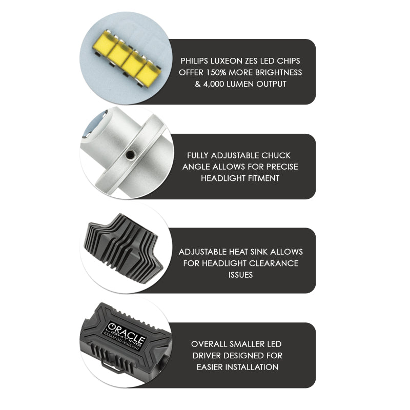 Oracle 9004 4000 Lumen LED Headlight Bulbs (Pair) - 6000K SEE WARRANTY - 5238-001