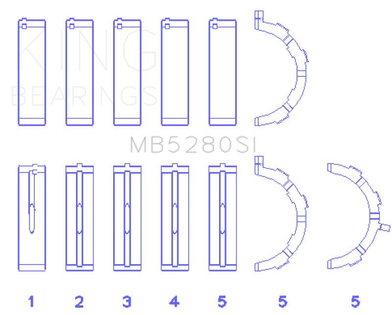 King Ford 281CI/330CI 4.6L/5.4L V8 (Size +0.25) Main Bearing Set - MB5280SI0.25
