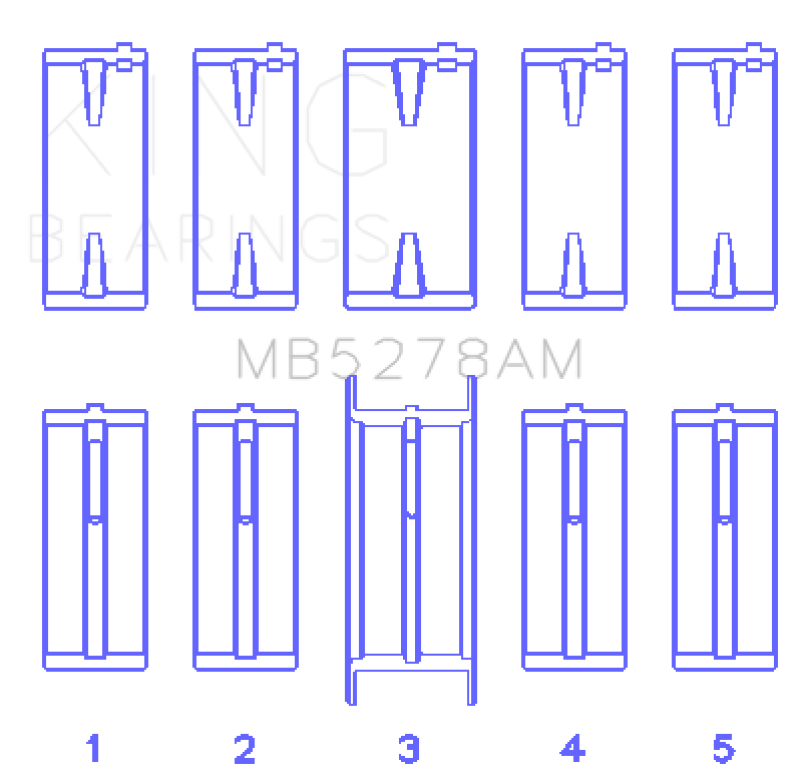 King Engine Bearings Ford 140Ci /2.3Liter/L4 (Size +0.75mm) Main Bearing Set - MB5278AM0.75