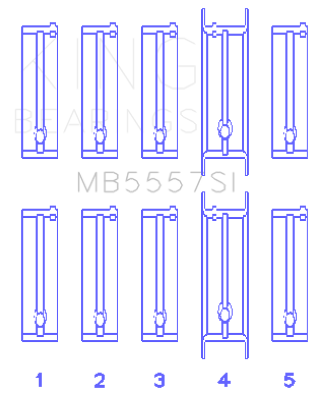 King Engine Bearings ChevrolET 121Ci/Ln2 134Ci (Size +0.50mm) Main Bearing Set - MB5557SI0.5