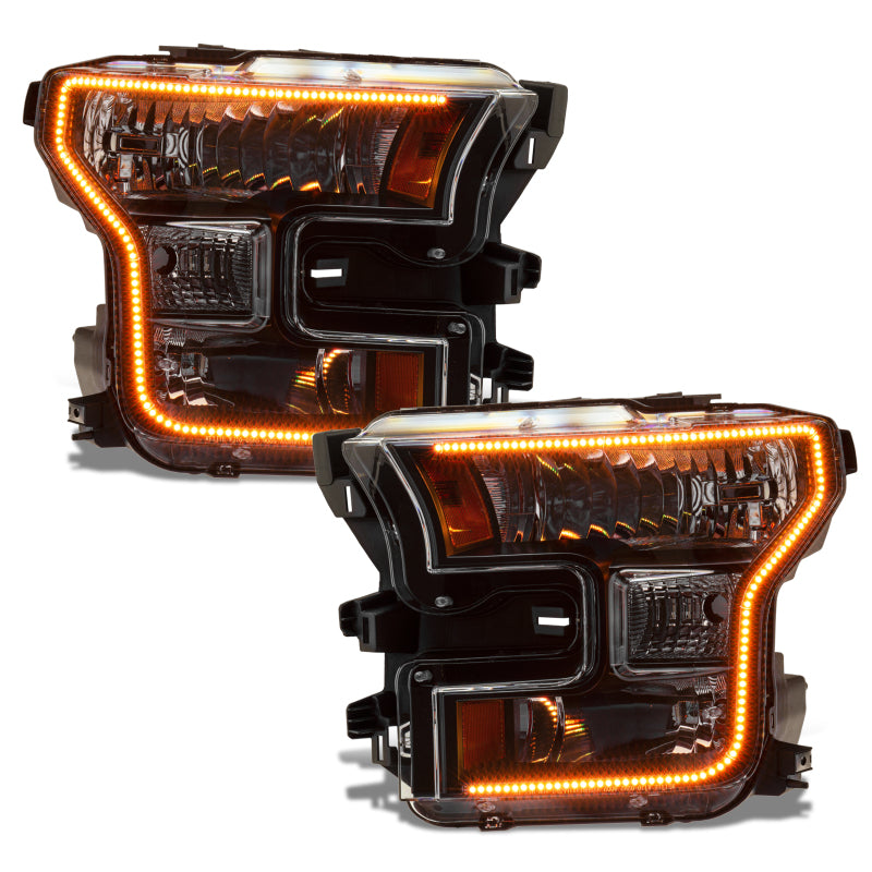 Oracle 15-17 Ford F-150 Dynamic RGB+A Pre-Assembled Headlights Halogen - Blk Edition - SEE WARRANTY - 8201-332
