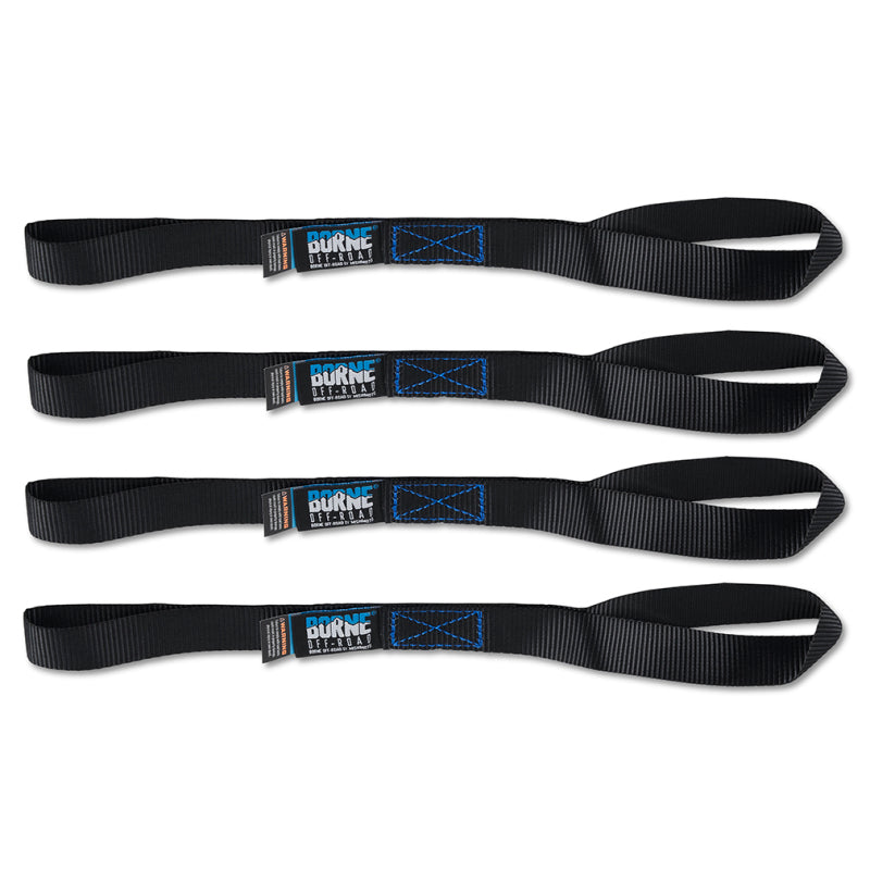 Borne Off-Road Medium-Duty Ratchet Tie-Down Kit (4-Pack) Black - BNRTC-TDMD-4BK