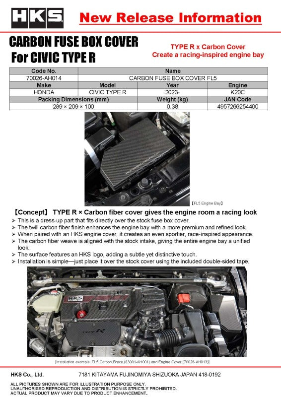 HKS DRY CARBON FUSE BOX COVER FL5 - 70026-AH014