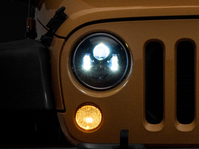 Raxiom 07-18 Jeep Wrangler JK 7-In LED Headlights- Blk Housing (Clear Lens) - J154695