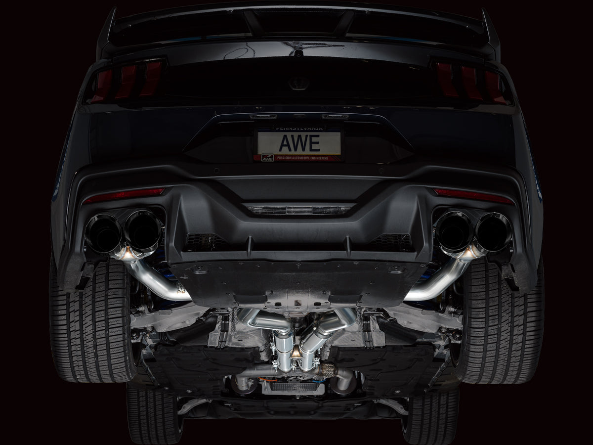 AWE 2024 Ford Mustang Dark Horse S650 RWD Track Edition Catback Exhaust w/ Quad Diamond Black Tips - 3020-43375