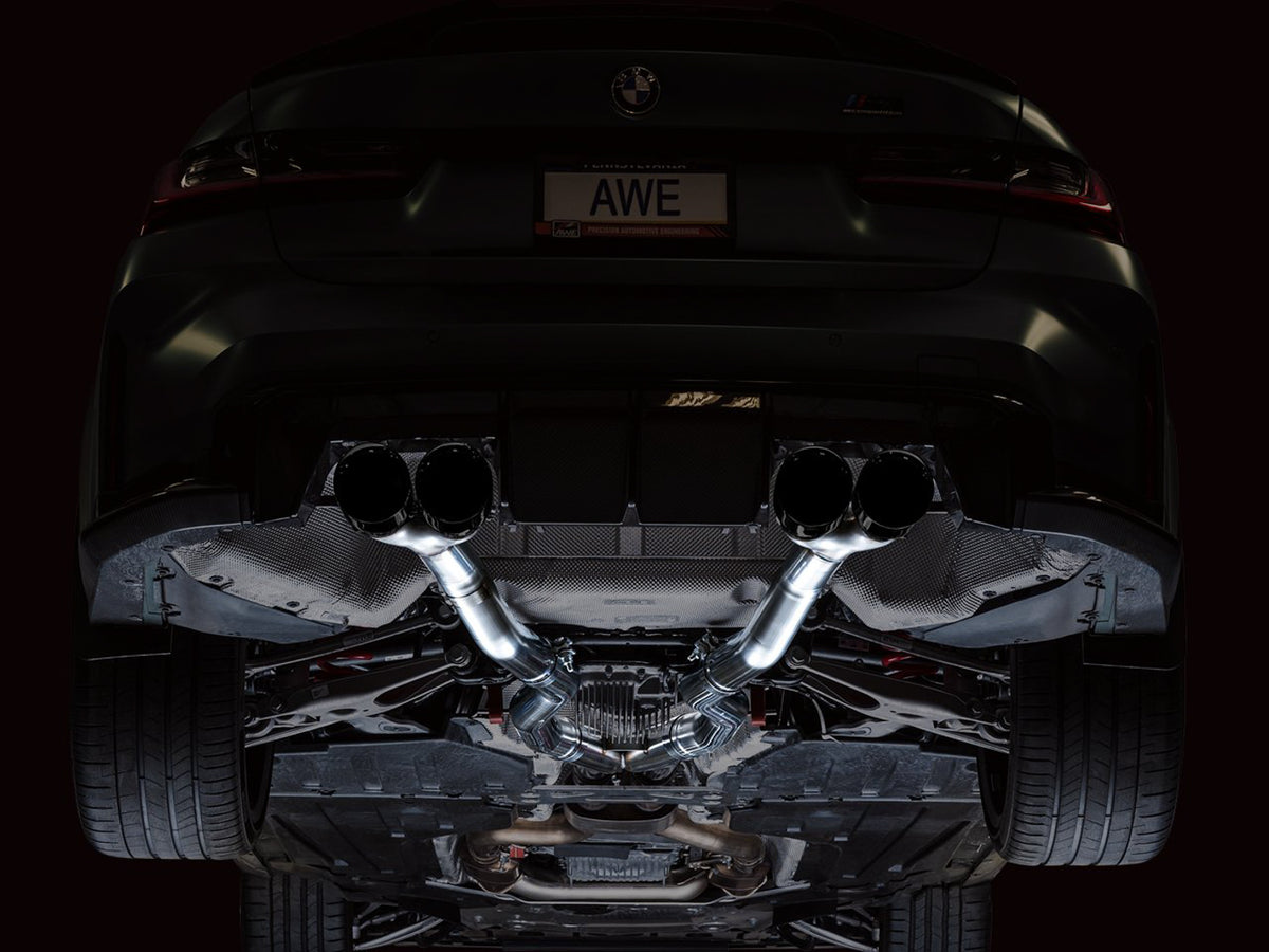 AWE Track Edition Catback Exhaust for BMW G8X M3/M4 - Diamond Black Tips - 3020-42482