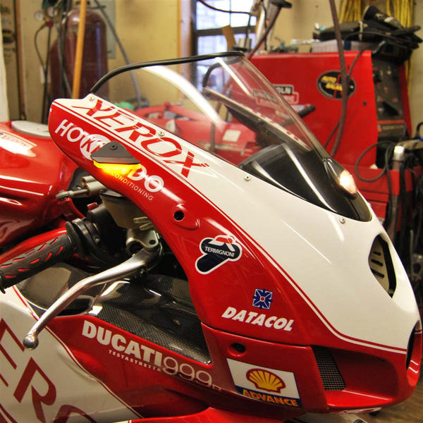 New Rage Cycles 03-06 Ducati 749 Mirror Block Off Turn Signals - 749-MBO - front view