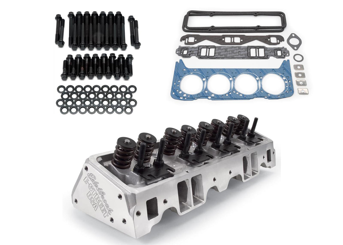 Edelbrock Chevy SB 262-400 E-Street Cylinder Heads - Hydraulic Flat Tappet w/ Install kit - 2240