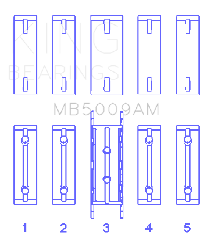 King Engine Bearings Ford Fiesta 1.25I (ZETec/Ecoboost 1.6) (Size +0.25mm) Main Bearing Set - MB5009AM0.25