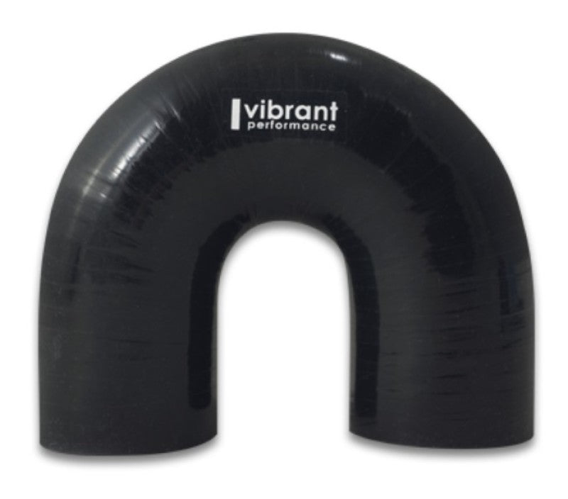 Vibrant 4 Ply Reinforced Silicone Elbow Connector - 1.75in ID x 5.50in Leg 180 Deg Elbow (BLACK) - 19660