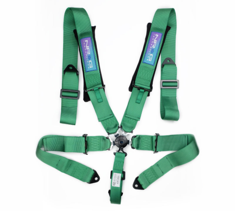 NRG 5PT 3in. Seat Belt Harness / Cam Lock - Green - SBH-B6PCGN - front view
