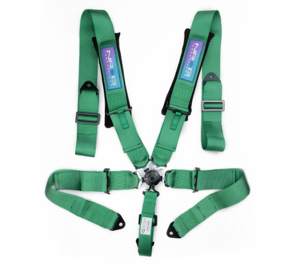 NRG 5PT 3in. Seat Belt Harness / Cam Lock - Green - SBH-B6PCGN - front view