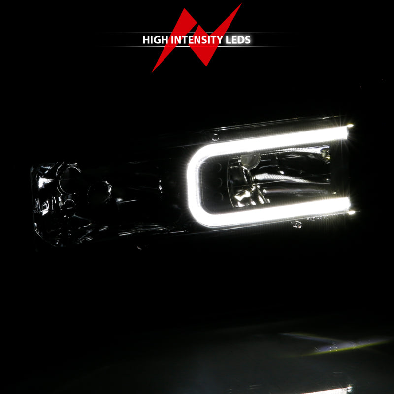ANZO 1999-2000 Cadillac Escalade Crystal Headlights Light Bar Black Housing (Pair) - 111498