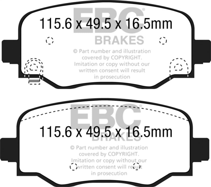 EBC 15+ Fiat 500X 1.4 Turbo Ultimax2 Rear Brake Pads - UD1809