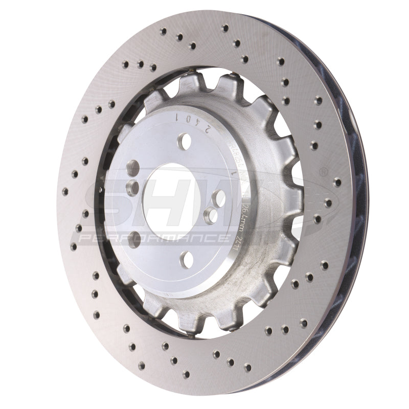 SHW 19-21 BMW M2 Competition 3.0L Right Rear Cross-Drilled Lightweight Brake Rotor (34118072020) - BRR48254