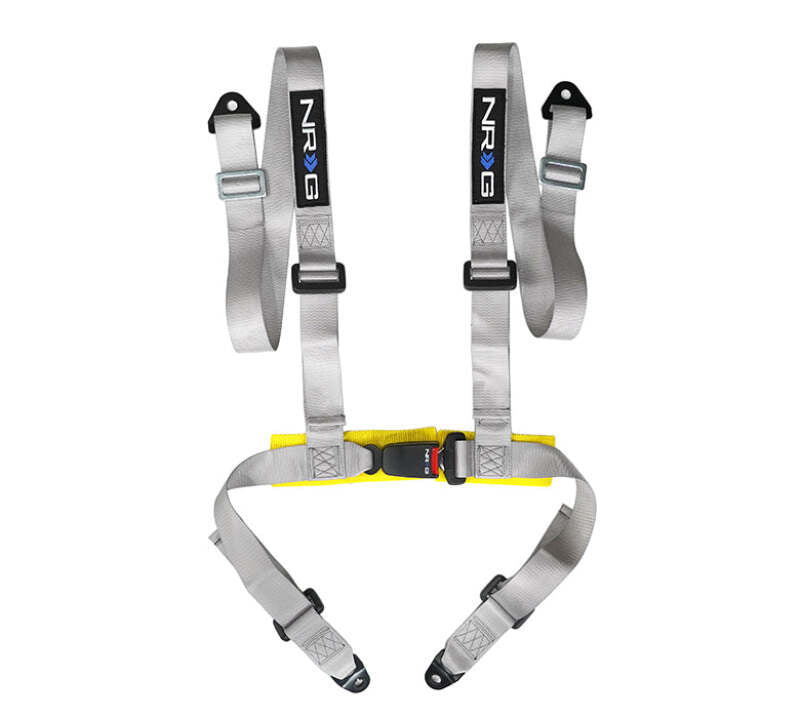 NRG 4 Point Seat Belt Harness / Buckle Lock - Silver - SBH-4PC-SSL - front view