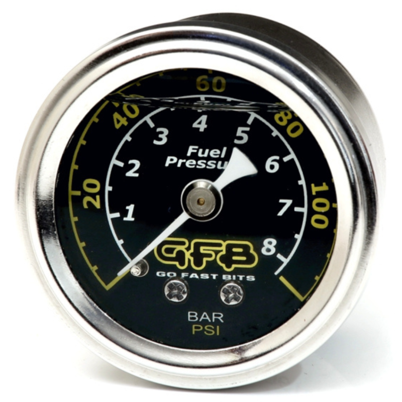 GFB Fuel Pressure Gauge (Suits 8050/8060) 40mm 1-1/2in 1/8MPT Thread 0-120PSI - 5730 by Go Fast Bits - angle view