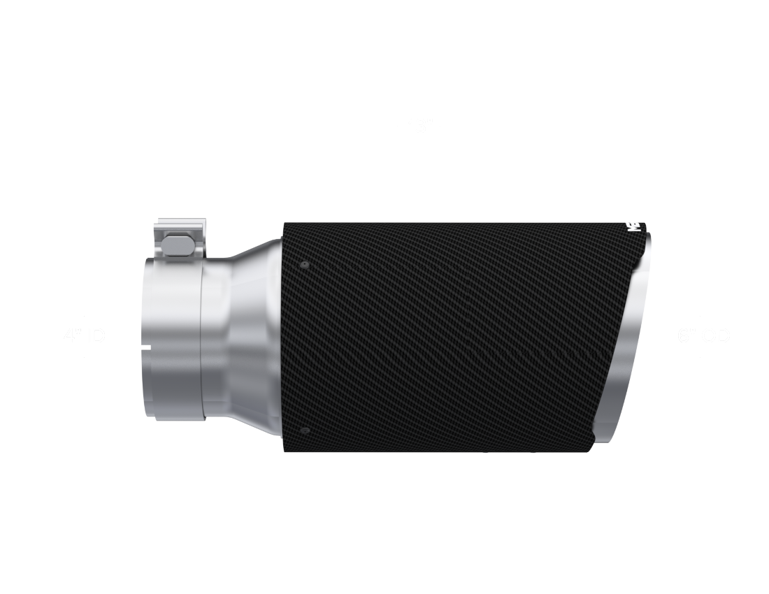 MBRP Universal Carbon Fiber Tip 6in OD/4in Inlet/12in L - Angle Cut Tip - T5072CF
