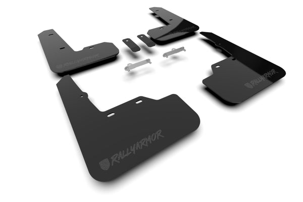 Rally Armor 2022+ Subaru WRX Black UR Mud Flap Altered Font Met. Blk Logo - MF92-UR-BLK/MBK-X for 2022-2025 Subaru WRX - fron