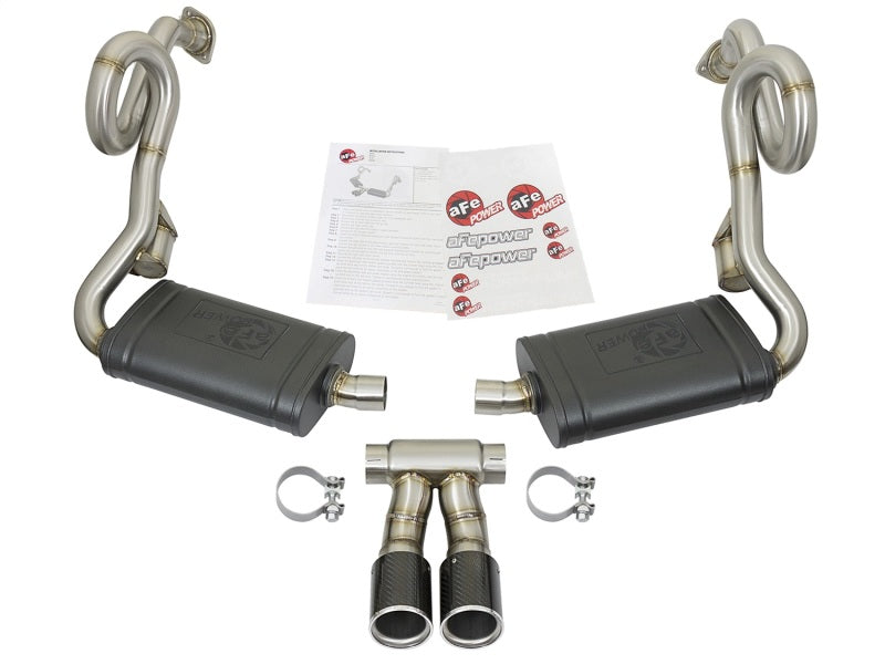 aFe MACHForce-Xp 2in 304 SS Cat-Back Exhaust w/Carbon Fiber Tips 13-16 Porsche Boxster 2.7L/3.4L - 49-36415-C