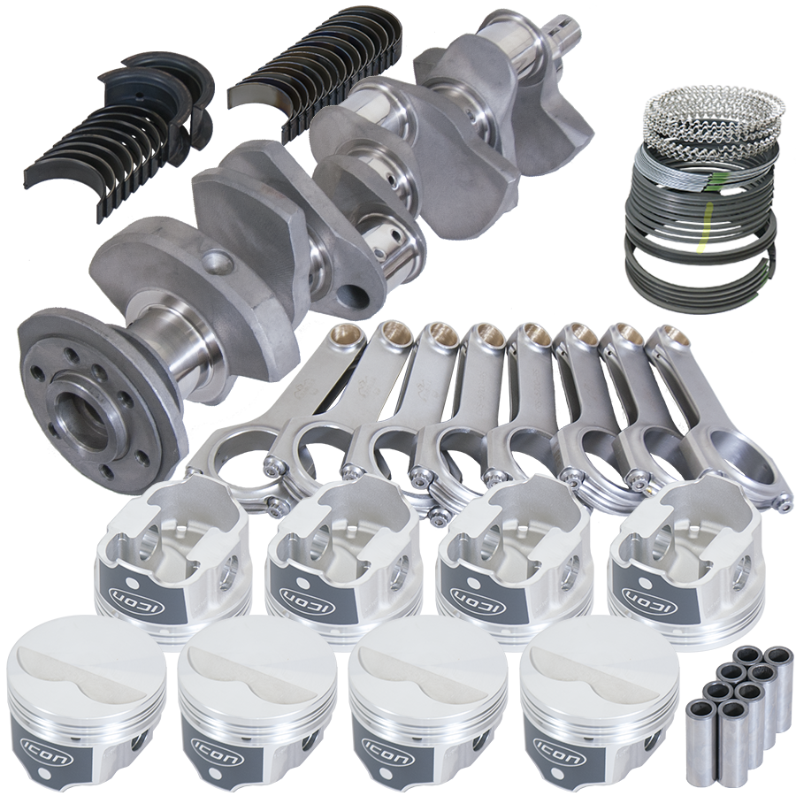 Eagle Chevy 350 3.480in Crank 5.700in H-Beam -3.7cc Flat Top 4.000in Pistons Balanced Assembly - B12302000 - front view